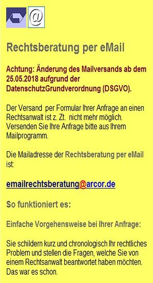 Rechtsberatung online + schriftlich per eMail _: